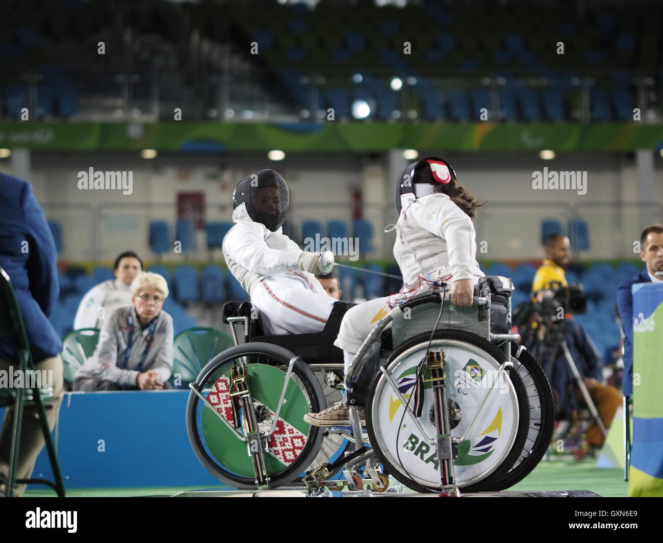 Rio De Janeiro, Brasilien. 16. September 2016. Rio 2016 Paralympischen Spiele Damen Florett zwischen Ungarn und Brasilien Credit: PhotoAbility/Alamy Live-Nachrichten Stockfoto