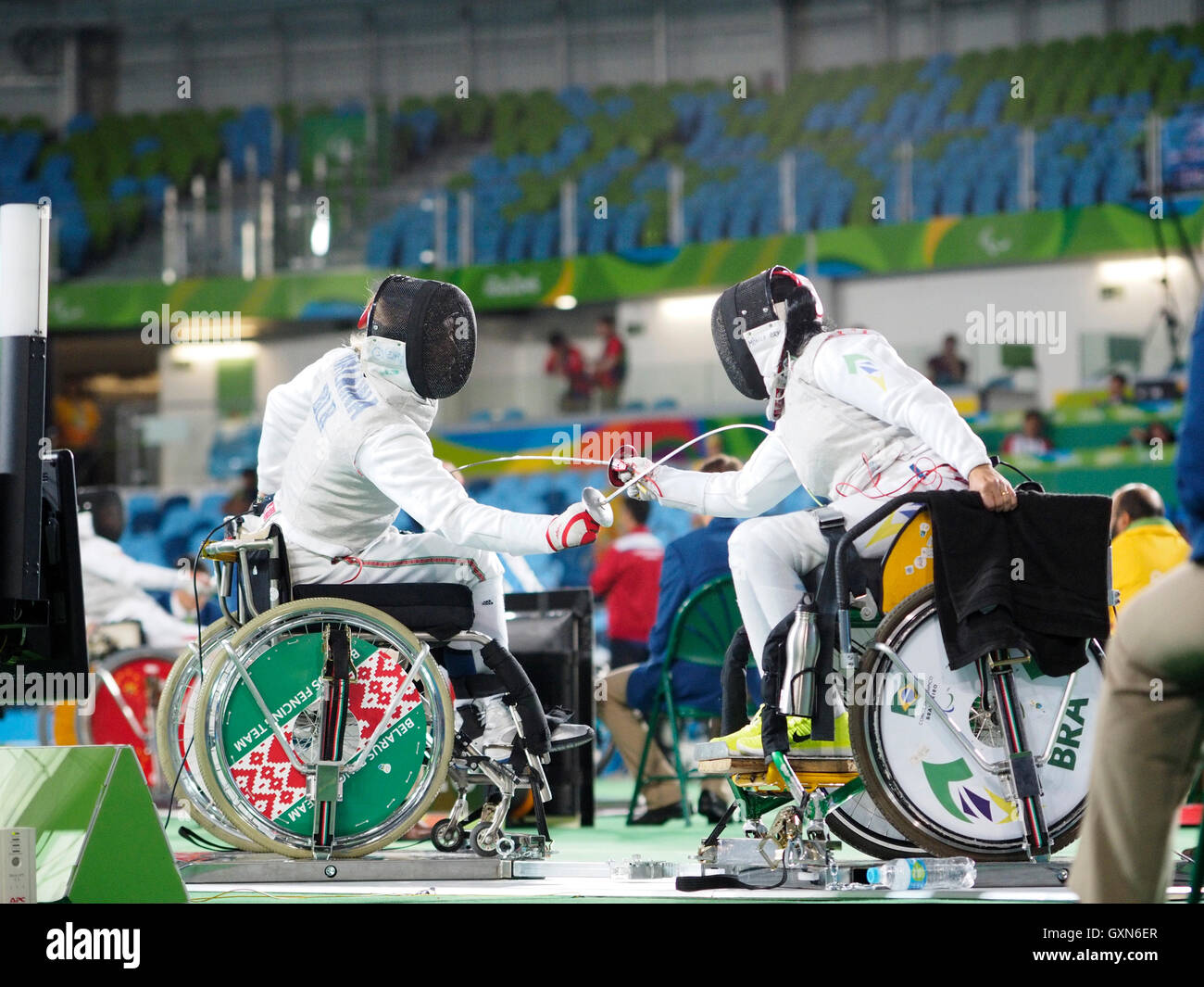 Rio De Janeiro, Brasilien. 16. September 2016. Rio 2016 Paralympischen Spiele Damen Florett zwischen Ungarn und Brasilien Credit: PhotoAbility/Alamy Live-Nachrichten Stockfoto