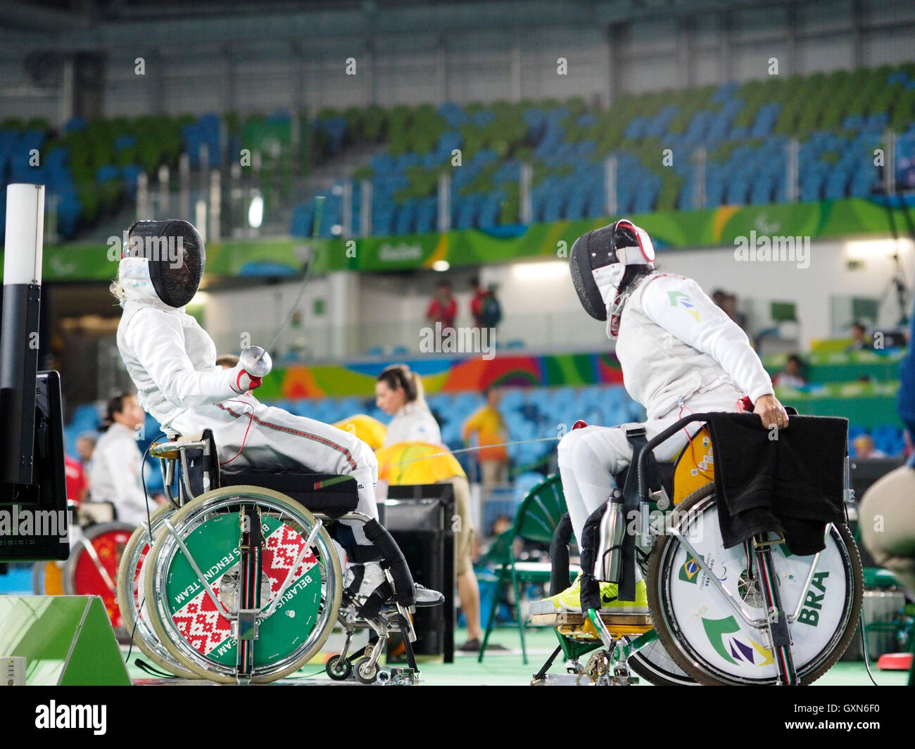 Rio De Janeiro, Brasilien. 16. September 2016. Rio 2016 Paralympischen Spiele Damen Florett zwischen Ungarn und Brasilien Credit: PhotoAbility/Alamy Live-Nachrichten Stockfoto