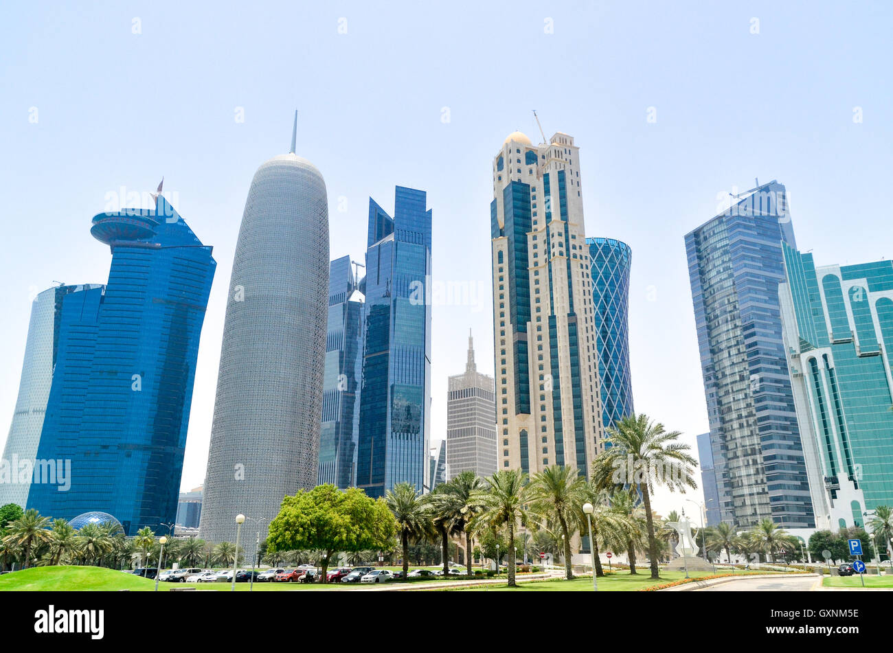 Skyline von West Bay Finanzviertel in Doha, Katar Stockfoto