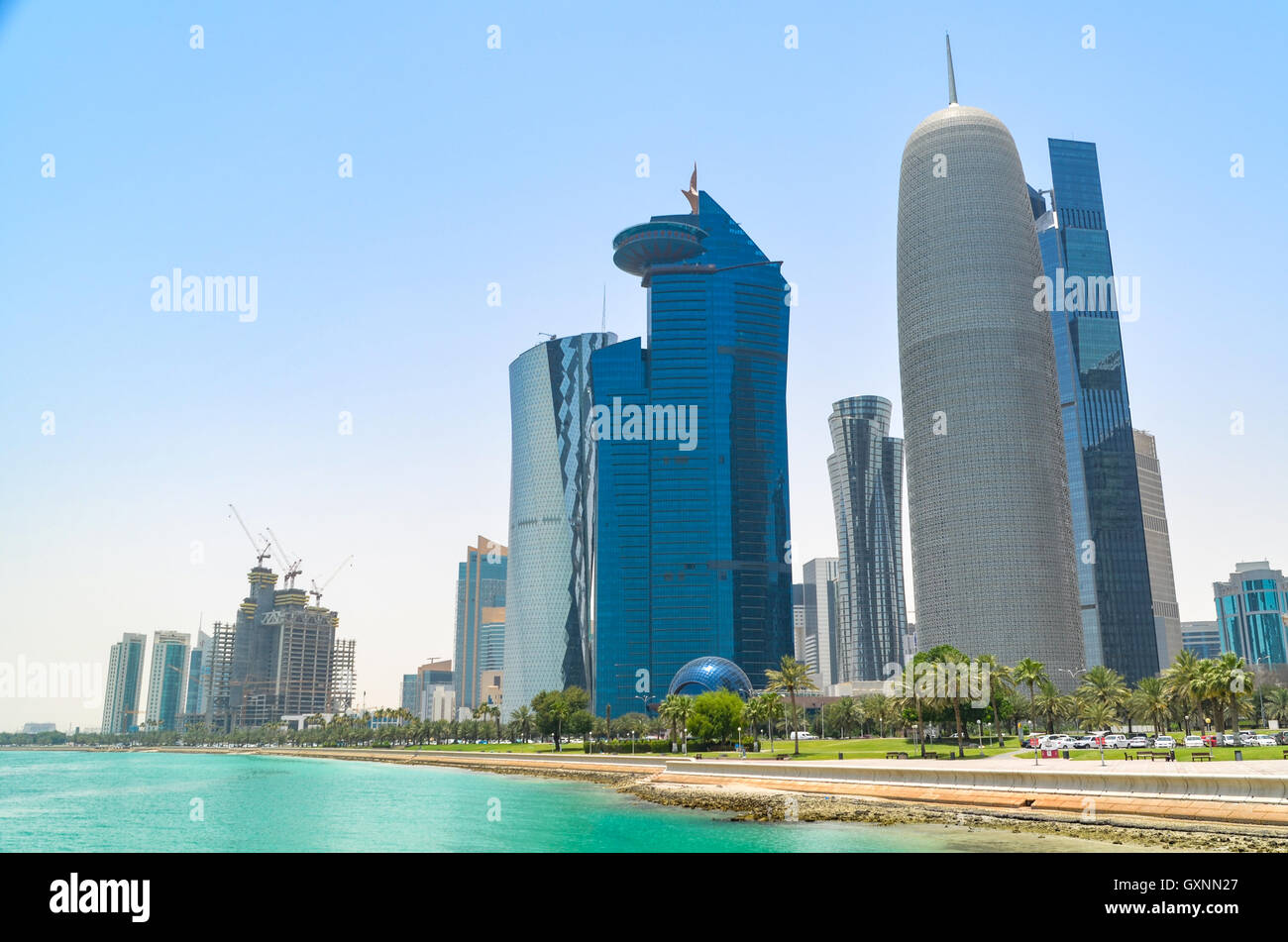 Skyline von West Bay Finanzviertel in Doha, Katar Stockfoto