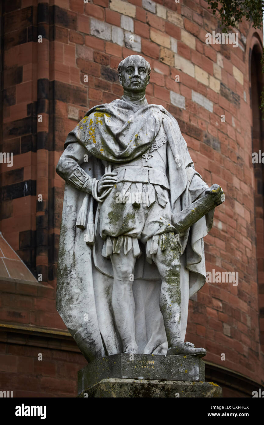 Carlisle Statue Cumbria Statue William Earl von Lonsdale Tory-Politikers und Adligen Stein Skulptur geformten Zitadelle Towe Stockfoto
