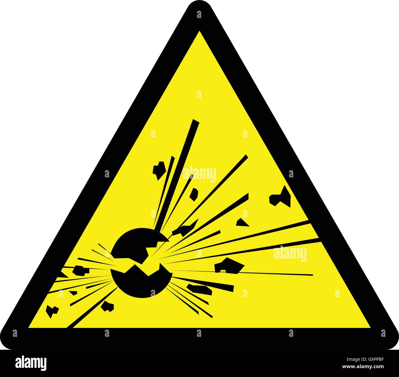 Explosives Material, Gelb dreieckigen Warnschild, Vector Illustration. Stock Vektor