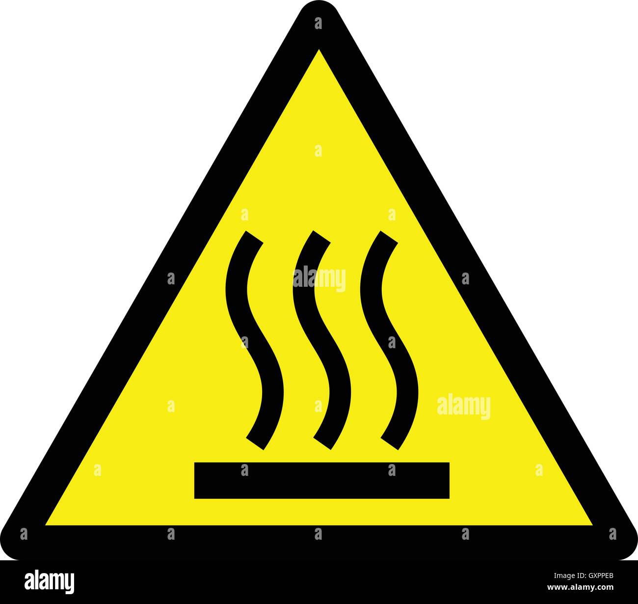 Heiße Oberfläche gelbes Dreieck Warnzeichen, Vektor-Illustration. Stock Vektor