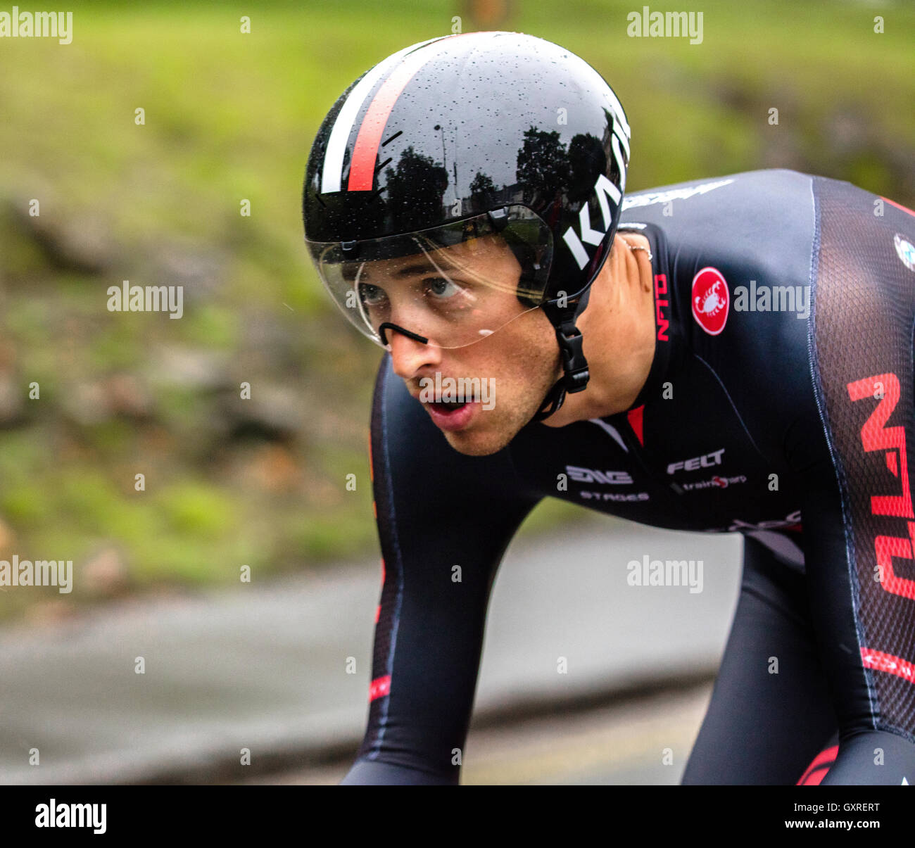 Reiter in der Erprobungsphase eine Zeit der Tour of Britain Radrennen in Bristol UK September 2016 Stockfoto