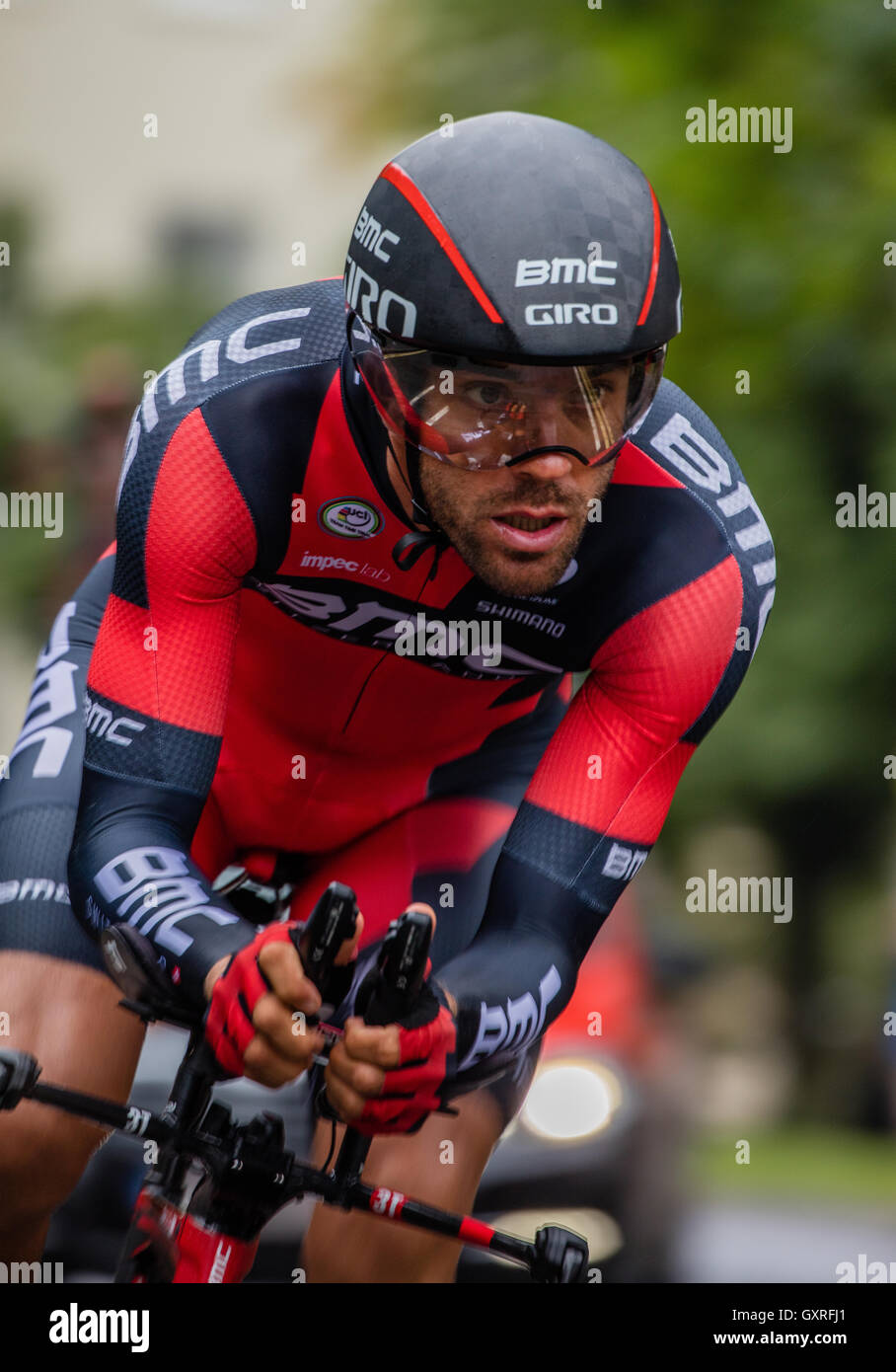 Reiter in der Erprobungsphase eine Zeit der Tour of Britain Radrennen in Bristol UK September 2016 Stockfoto