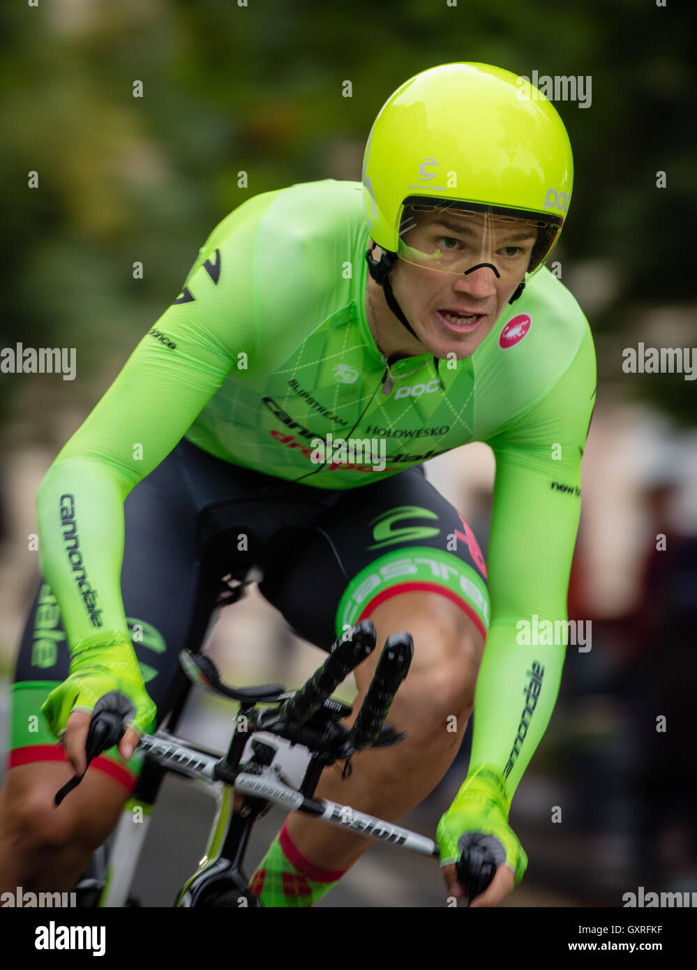 Reiter in der Erprobungsphase eine Zeit der Tour of Britain Radrennen in Bristol UK September 2016 Stockfoto