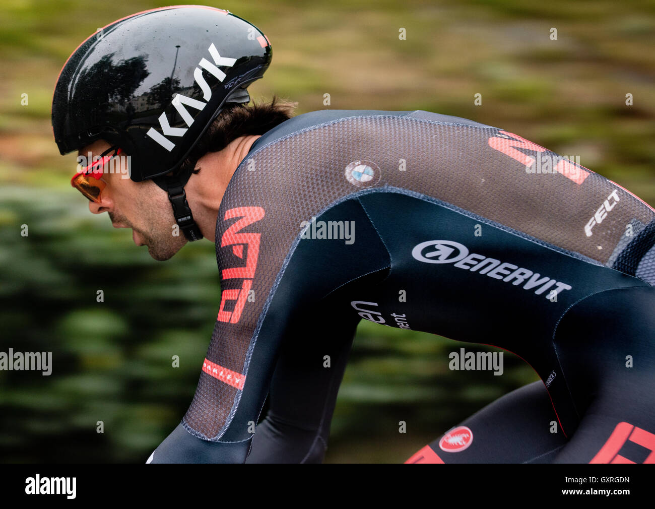 Reiter in der Erprobungsphase eine Zeit der Tour of Britain Radrennen in Bristol UK September 2016 Stockfoto
