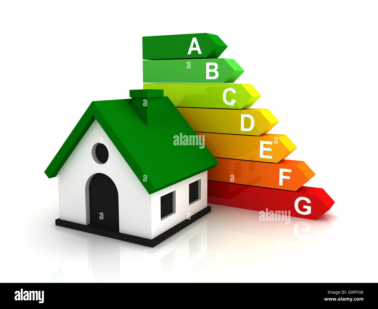 Energie-Effizienz bar Chart 3D-Illustration Stockfoto