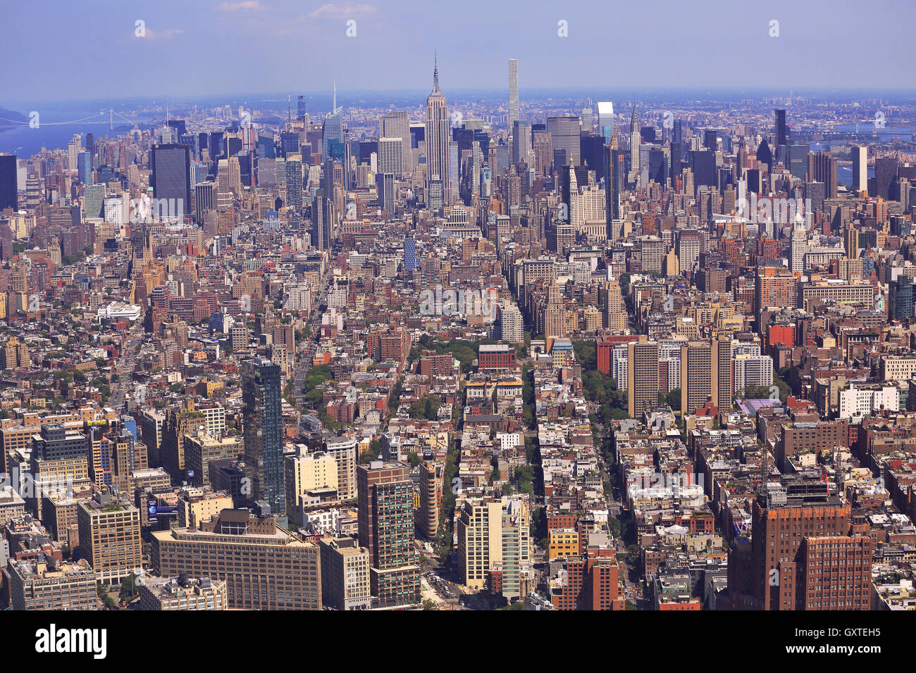 Skyline von New York City, Luftaufnahme, USA Stockfoto