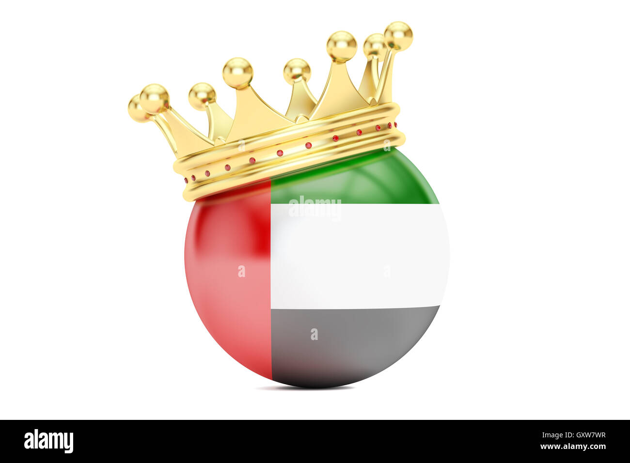 Krone mit Flagge der Vereinigten Arabischen Emirate, 3D-Rendering Stockfoto