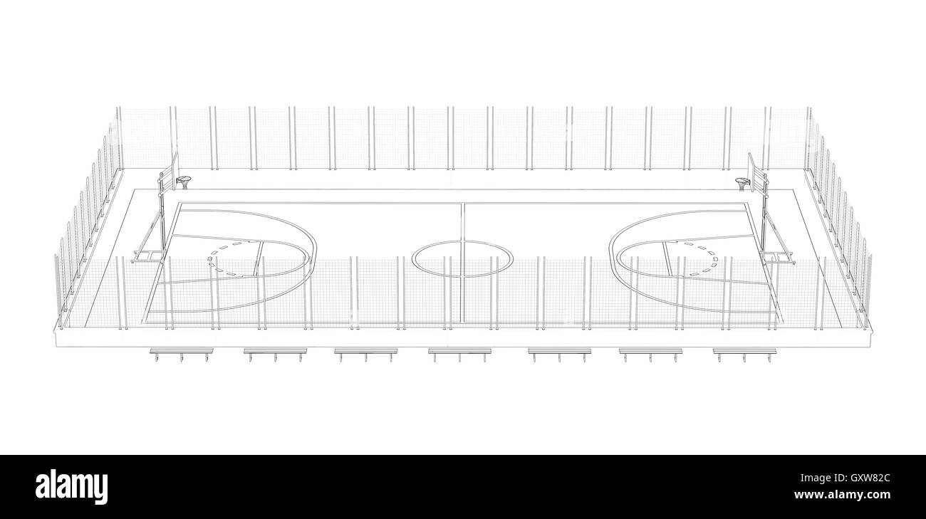Basketballplatz. Drahtrahmen Stockfoto