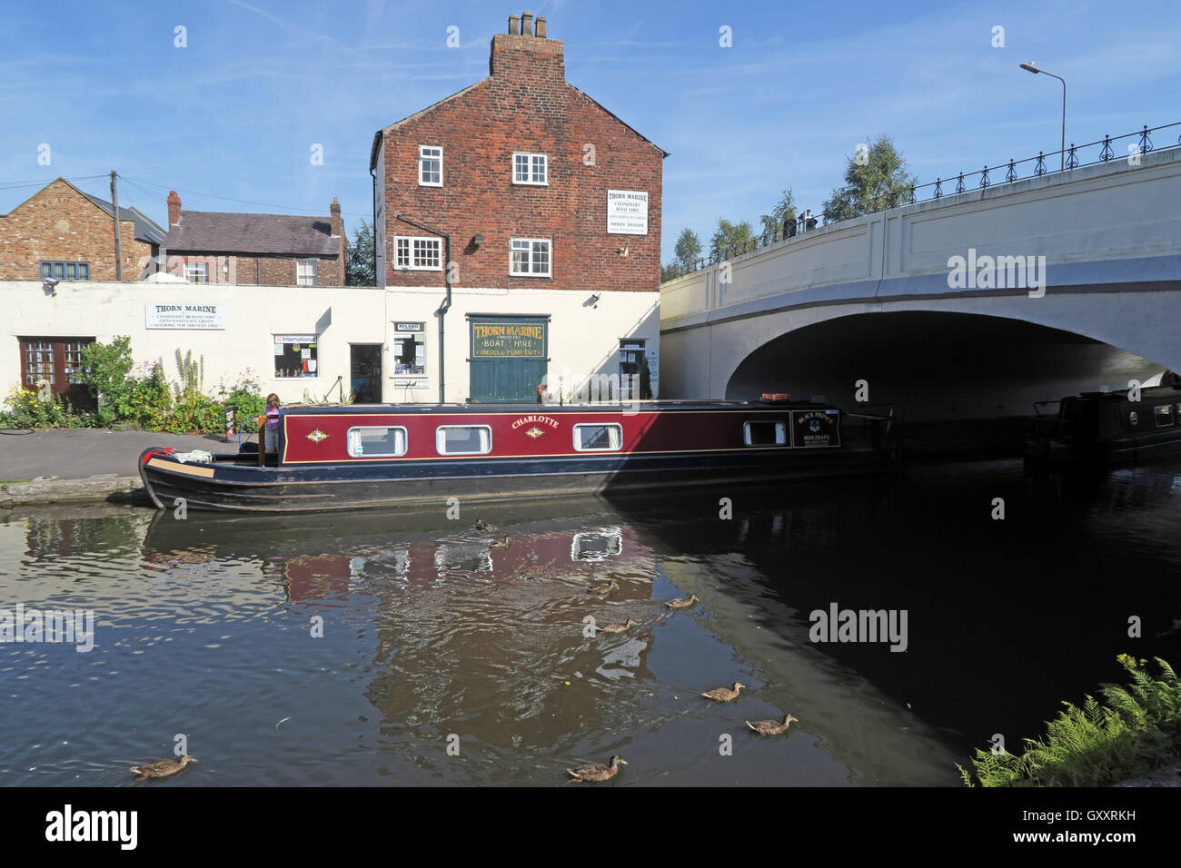 Dorn-Marine-Werft und Shop, Stockton Heath, Warrington, England Stockfoto