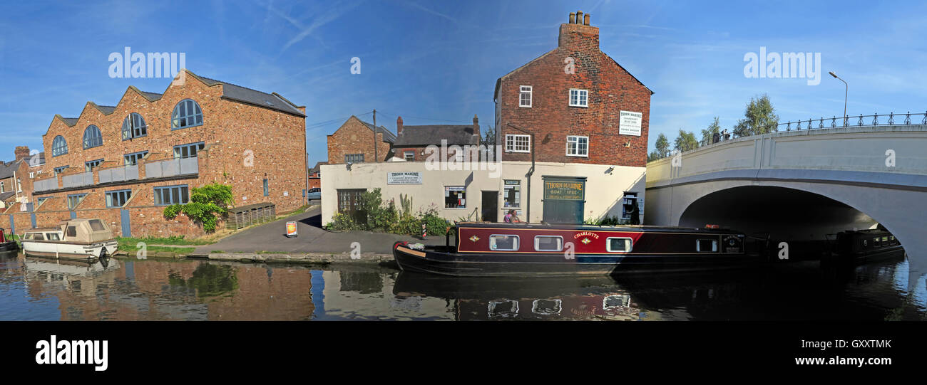 Dorn Marine Panorama, London Bridge, Stockton Heath, Warrington - Bridgewater Canal, Cheshire, England, UK Stockfoto