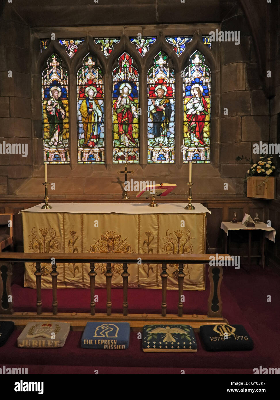 Str. Wilfrids Kirche Grappenhall - Lady Chapel Altar, Warrington Stockfoto