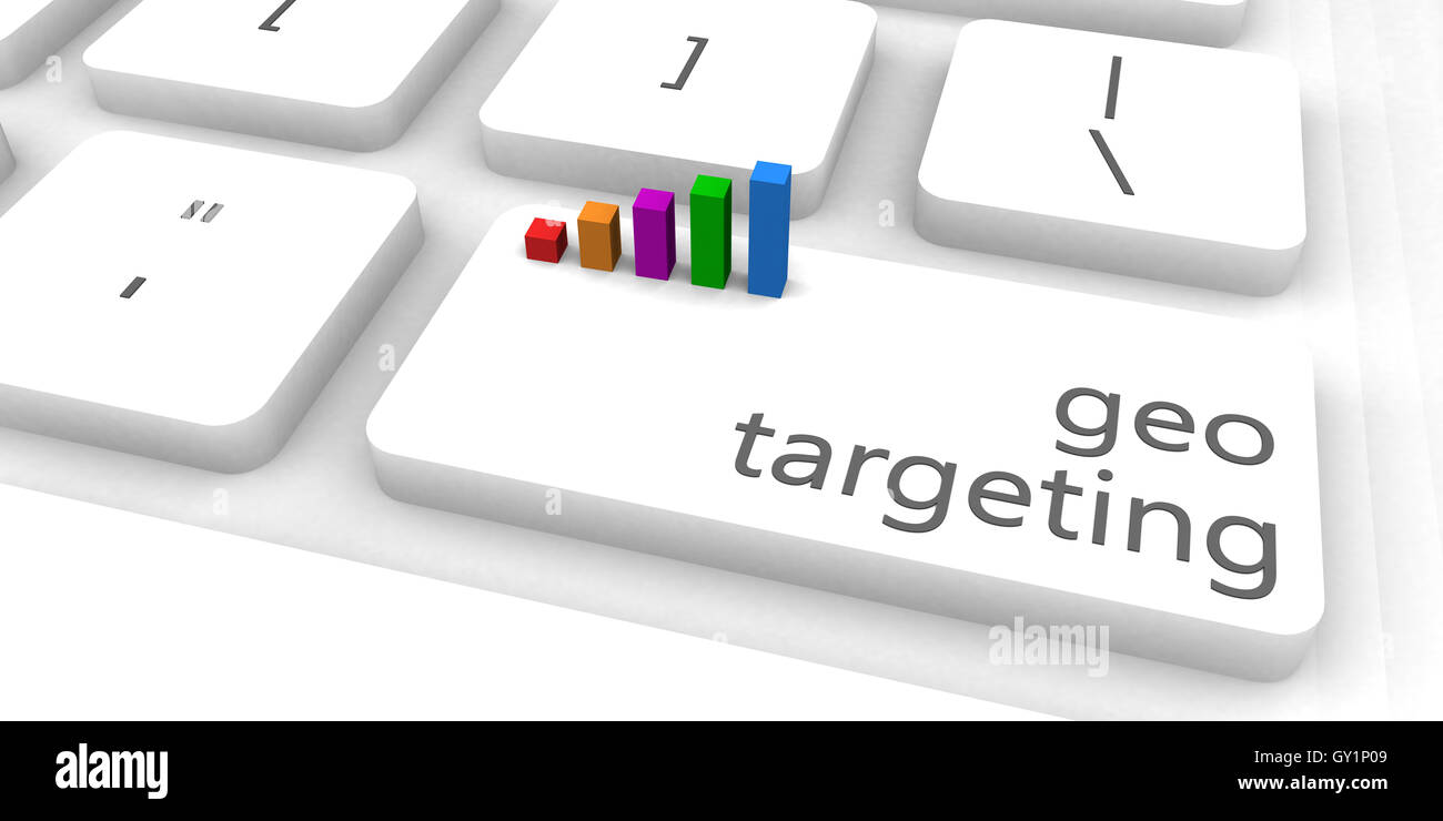 Geo-Targeting als eine schnelle und einfache Website-Konzept Stockfoto