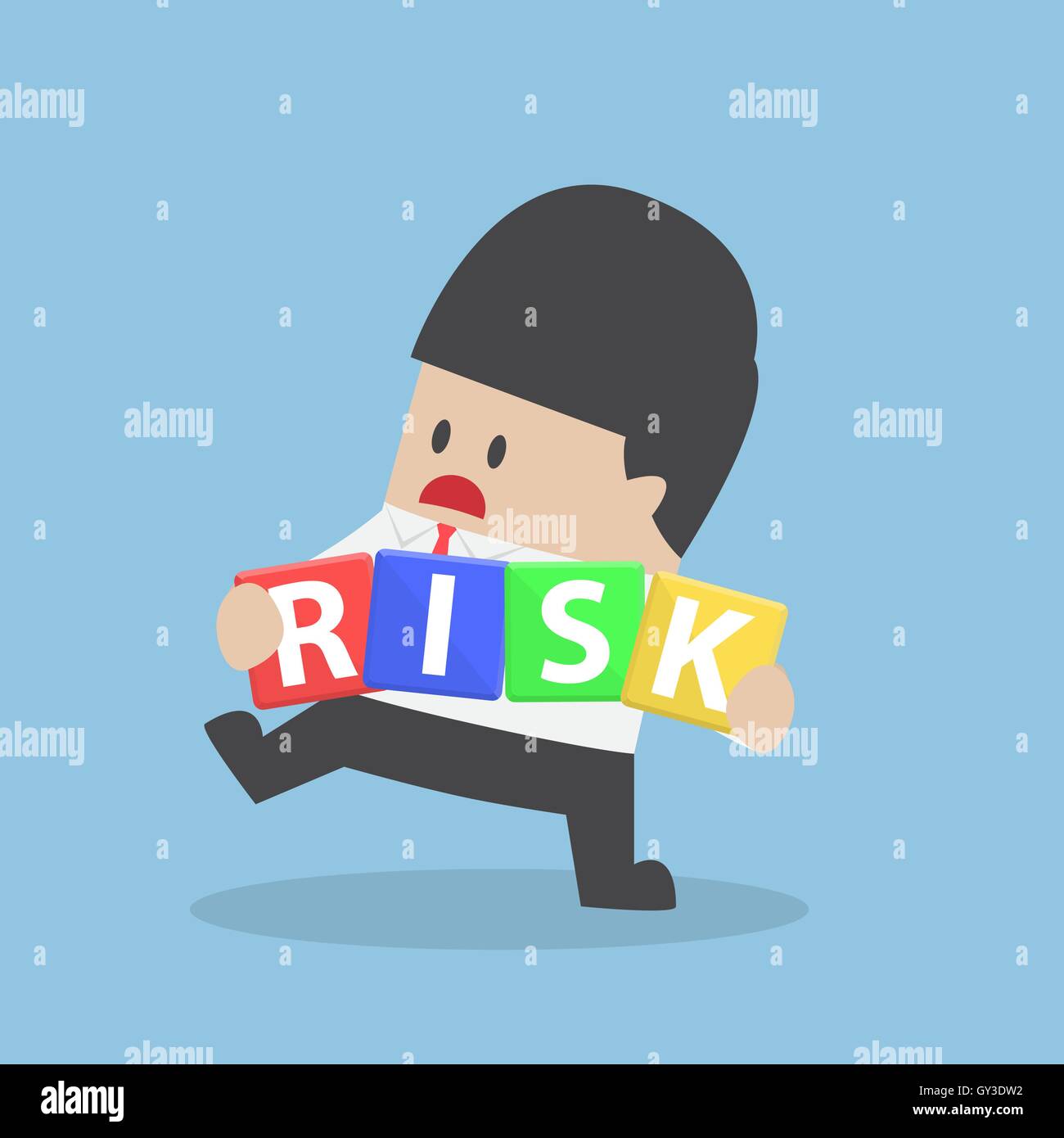 Geschäftsmann versucht, Risiko-Block, Risiko-Management-Konzept zu verwalten Stock Vektor