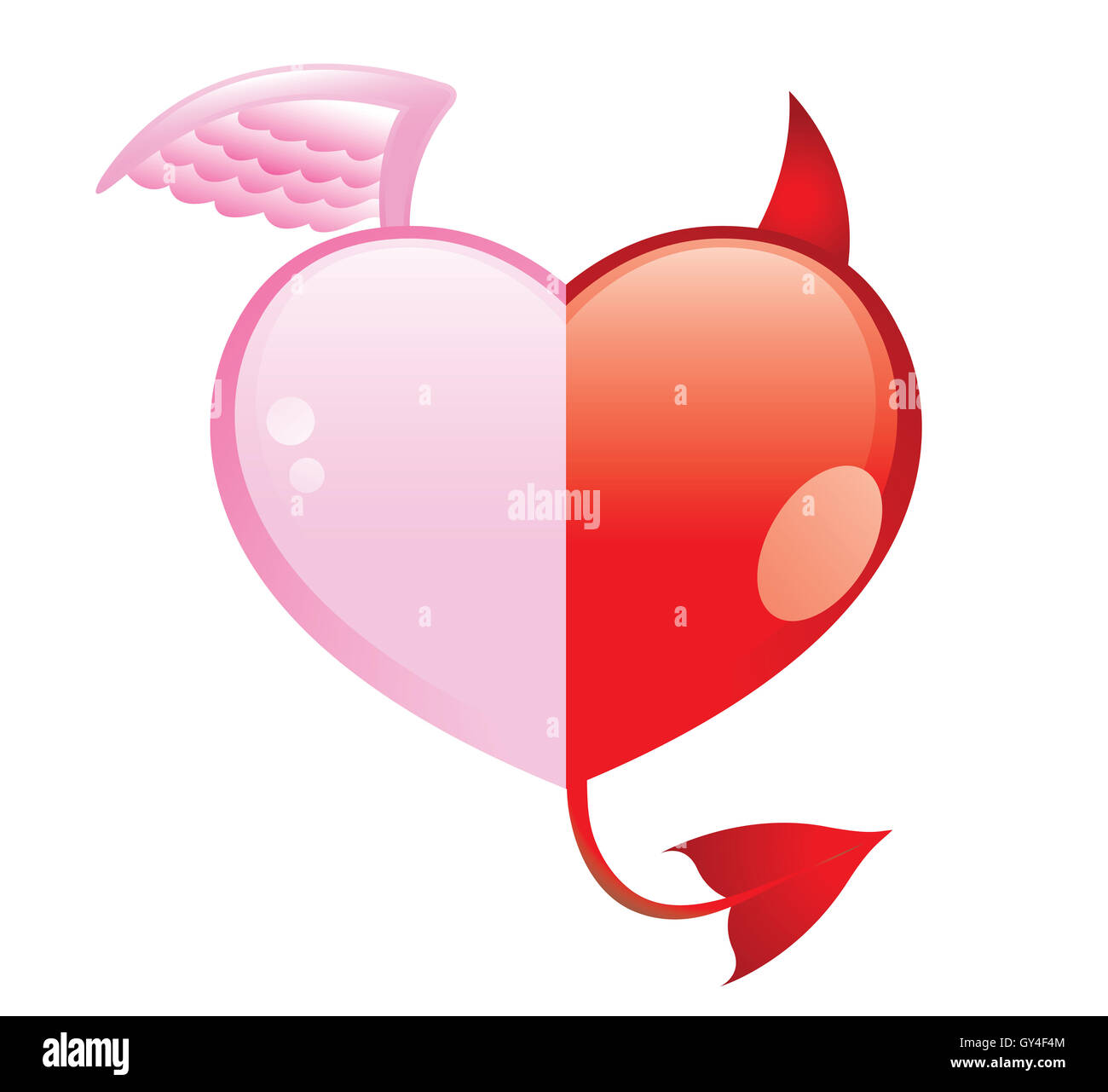 Engel und Teufel Herz, gut und Böse Stockfoto