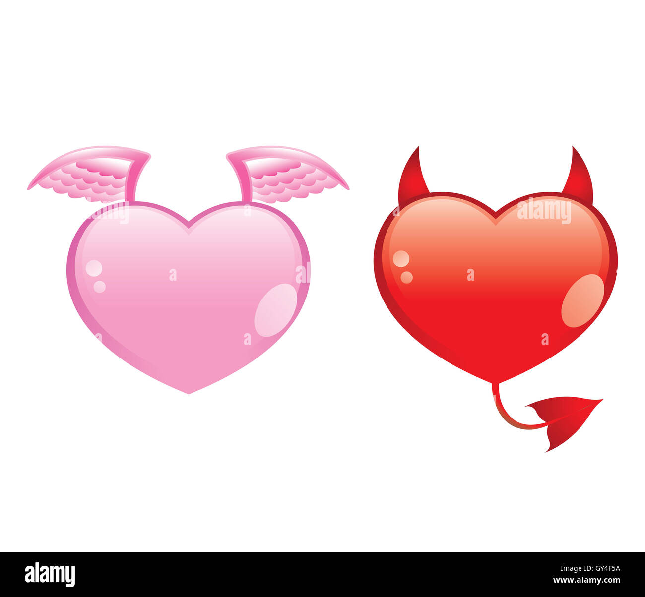 Engel und Teufel Herz, gut und Böse Stockfoto