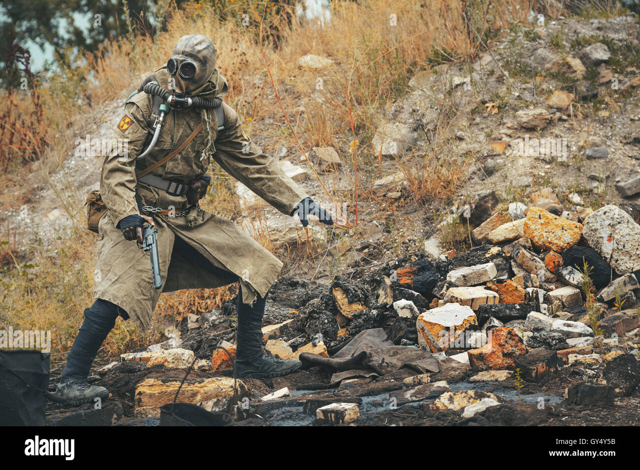 Nukleare Post-Apokalypse-Überlebender Stockfoto
