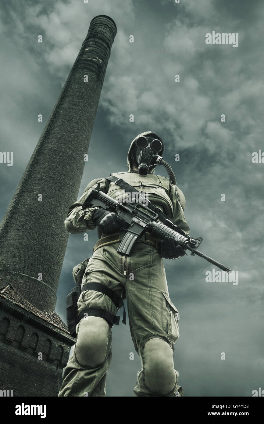 Nukleare Post-Apokalypse-Überlebender Stockfoto