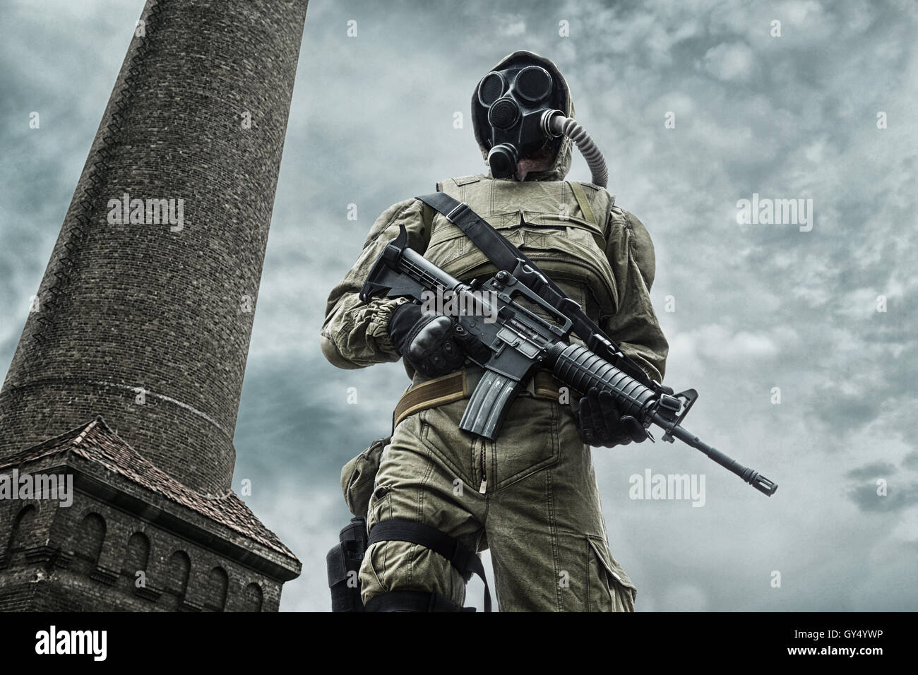 Nukleare Post-Apokalypse-Überlebender Stockfoto