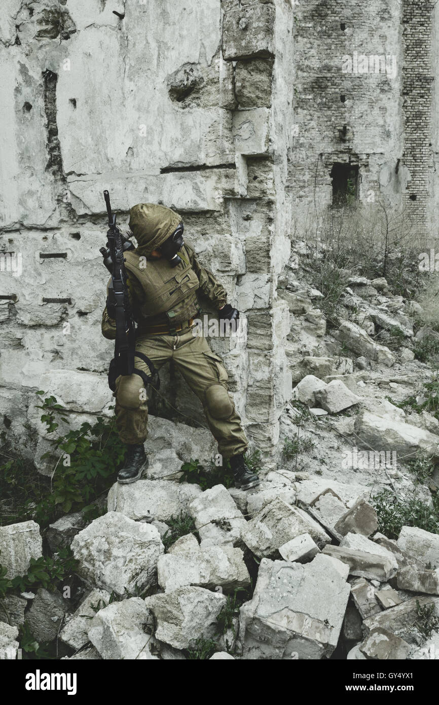 Nukleare Post-Apokalypse-Überlebender Stockfoto