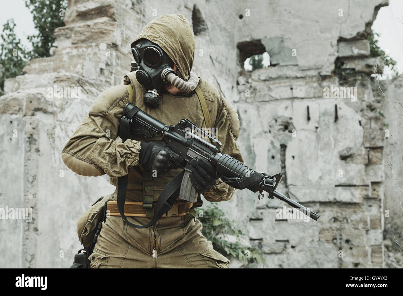Nukleare Post-Apokalypse-Überlebender Stockfoto
