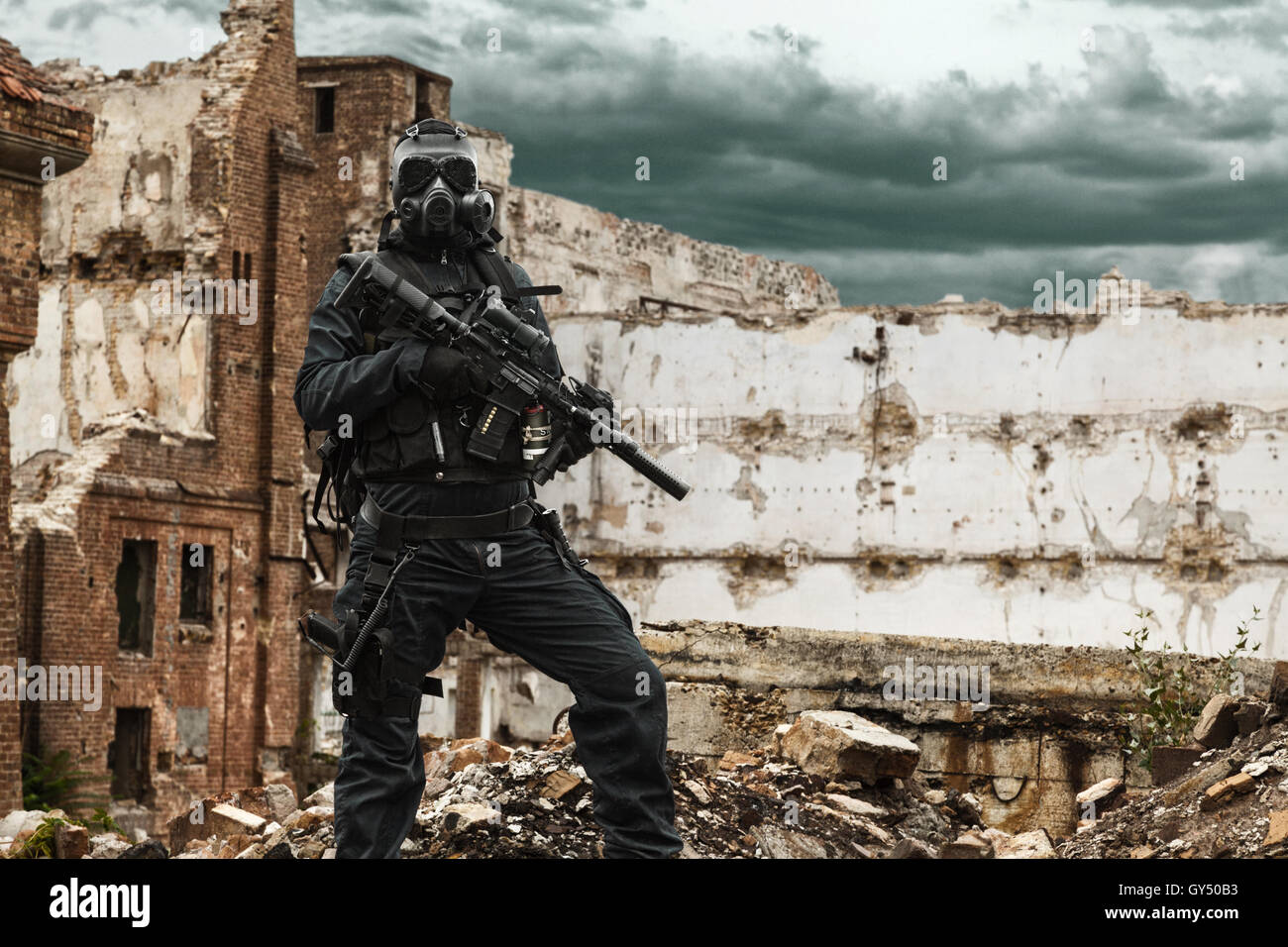 Nukleare Post-Apokalypse-Überlebender Stockfoto