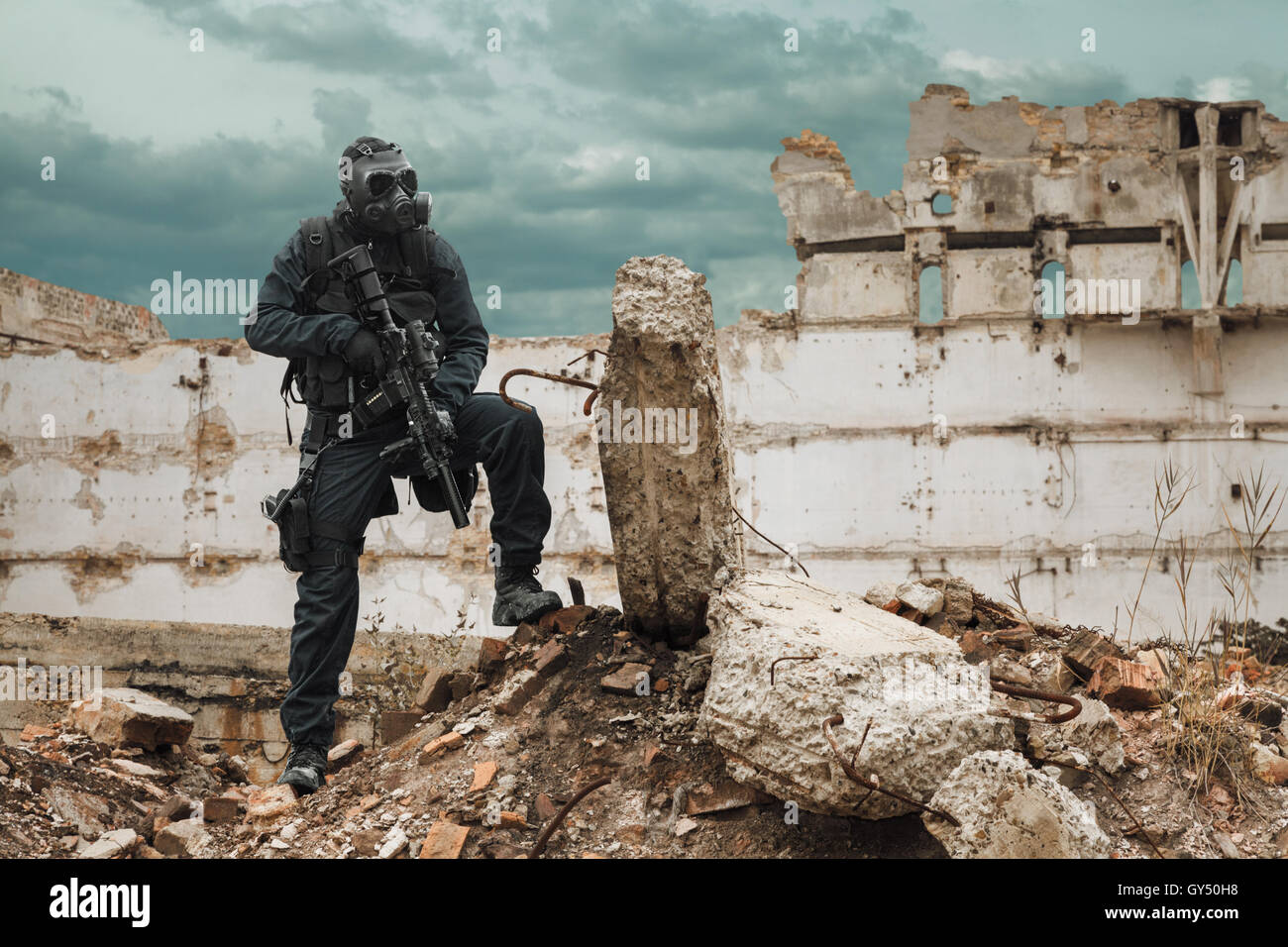 Nukleare Post-Apokalypse-Überlebender Stockfoto