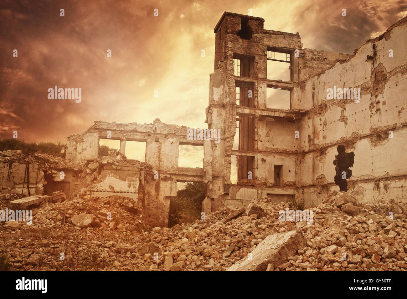 Nukleare Post-Apokalypse-Überlebender Stockfoto