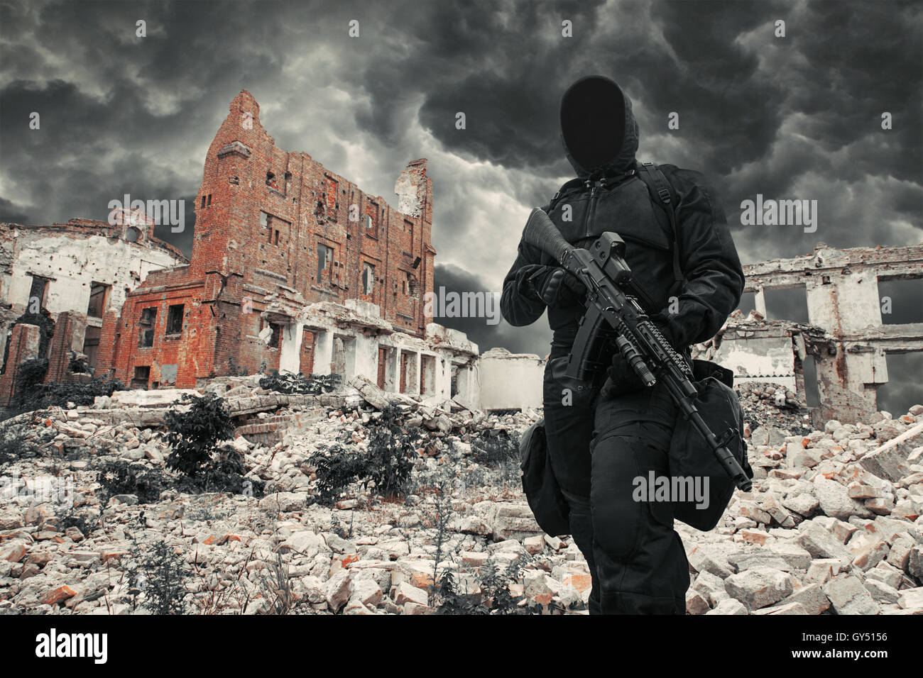 Nukleare Post-Apokalypse-Überlebender Stockfoto