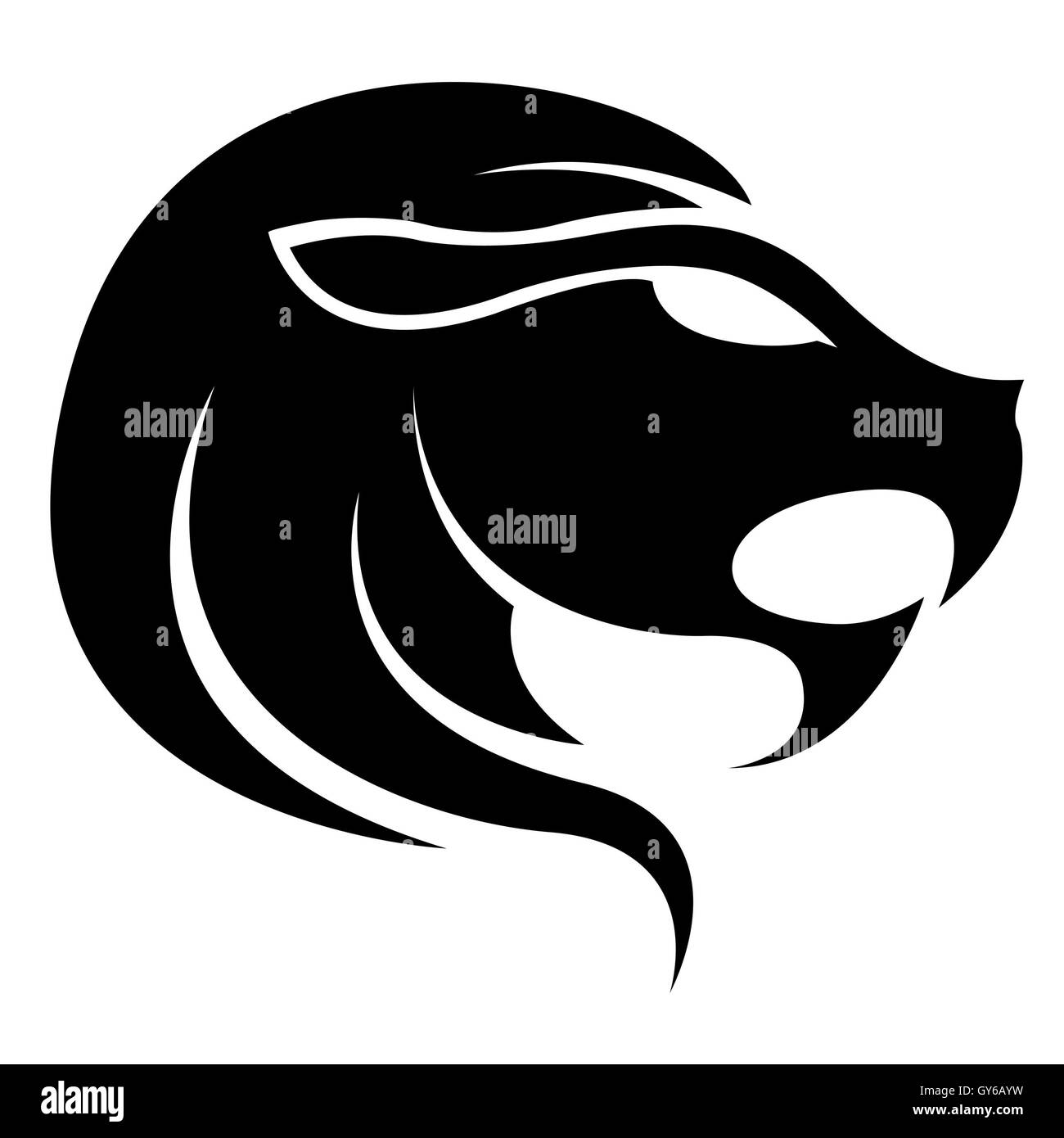 Außenillustration Schwarz Leo Stern Sternzeichen isoliert auf weißem Hintergrund Stockfoto