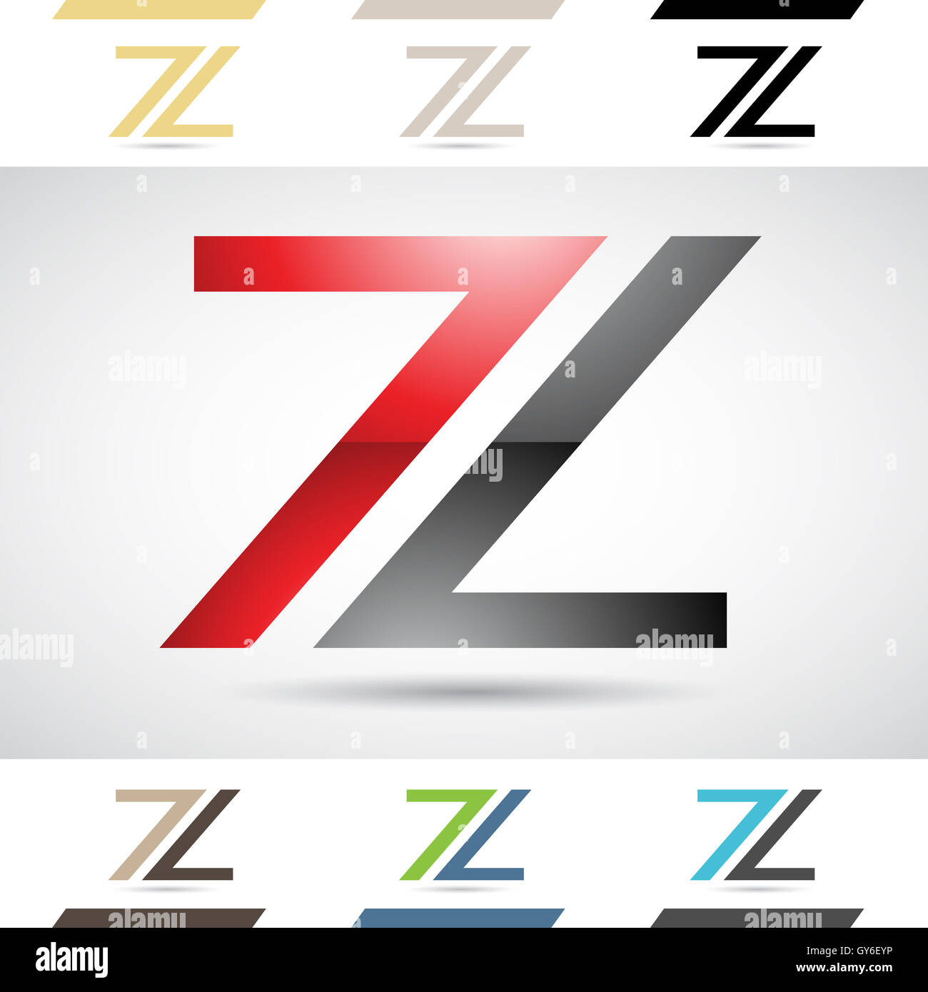 Deutscher Sportler 6 Buchstaben Z Design-Konzept des bunten Lager Logos Symbole und Formen der Buchstaben