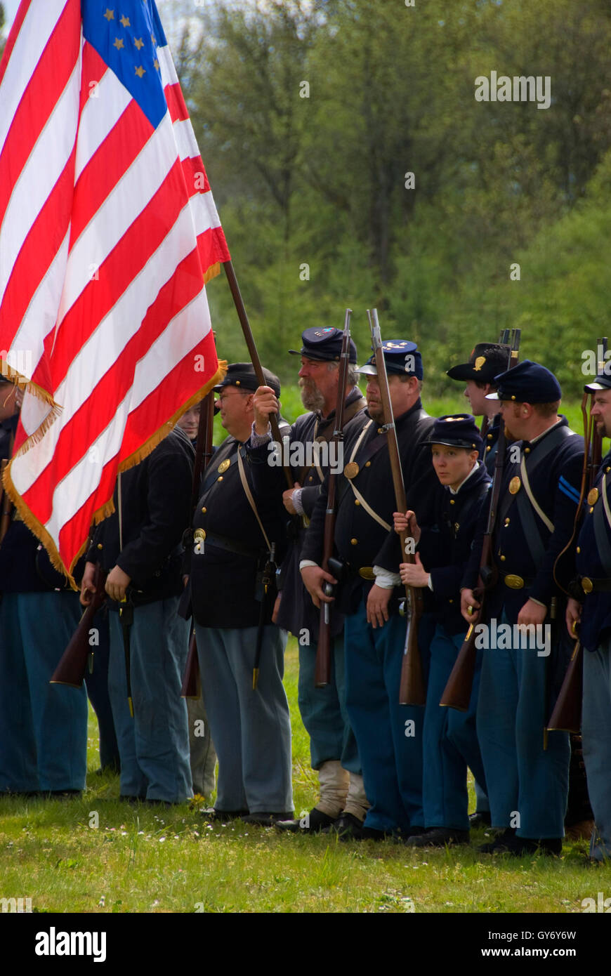 Union Re-enactment, Civil War Reenactment, Cheadle Lake Park, Libanon, Oregon Stockfoto