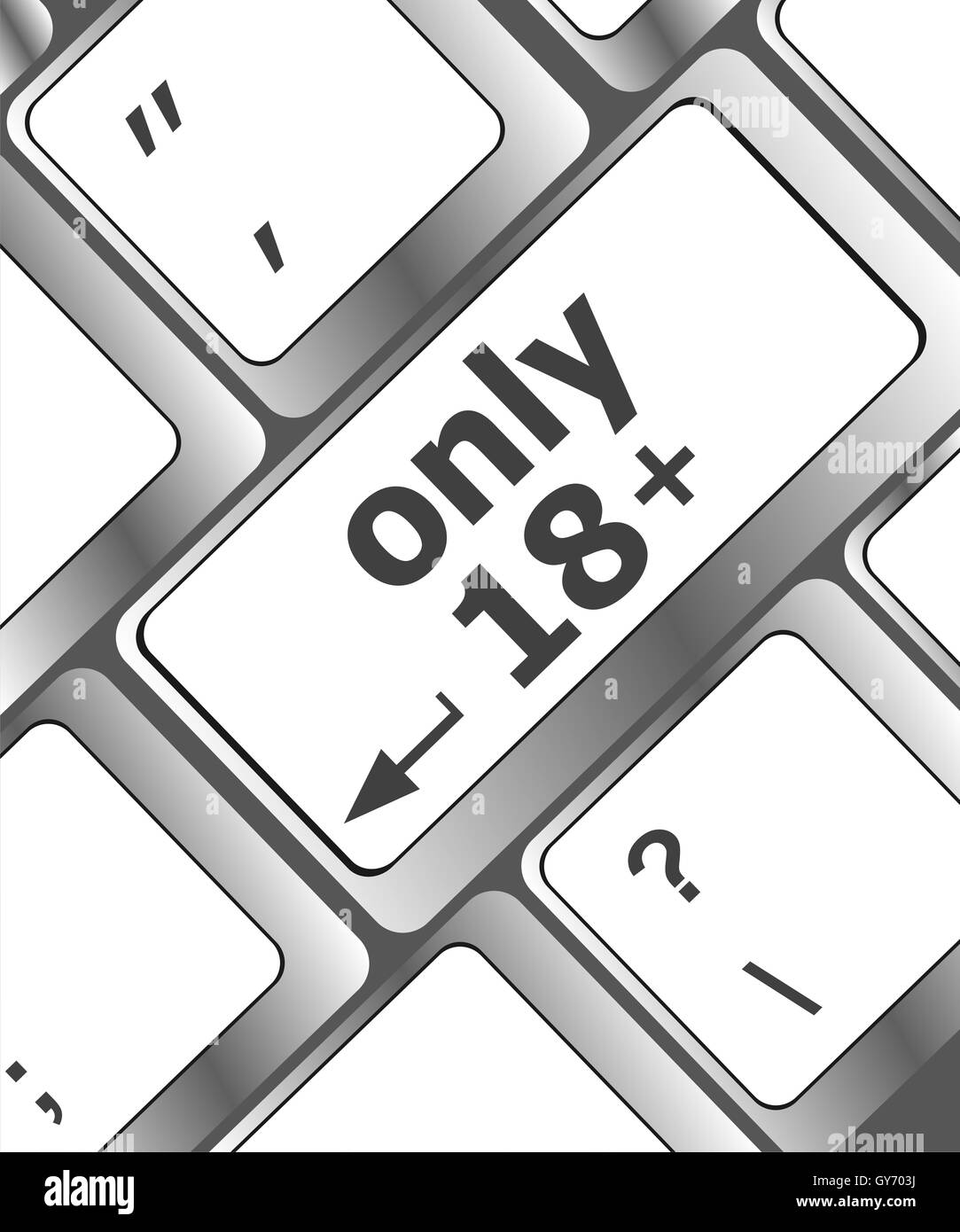 nur 18 plus-Taste auf der Tastatur mit soft focus Stockfoto
