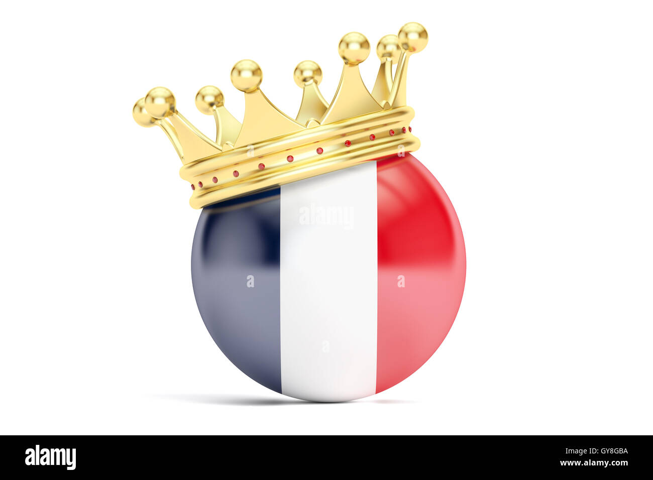 Krone mit Flagge von Frankreich, 3D-Rendering isolierten auf weißen Hintergrund Stockfoto