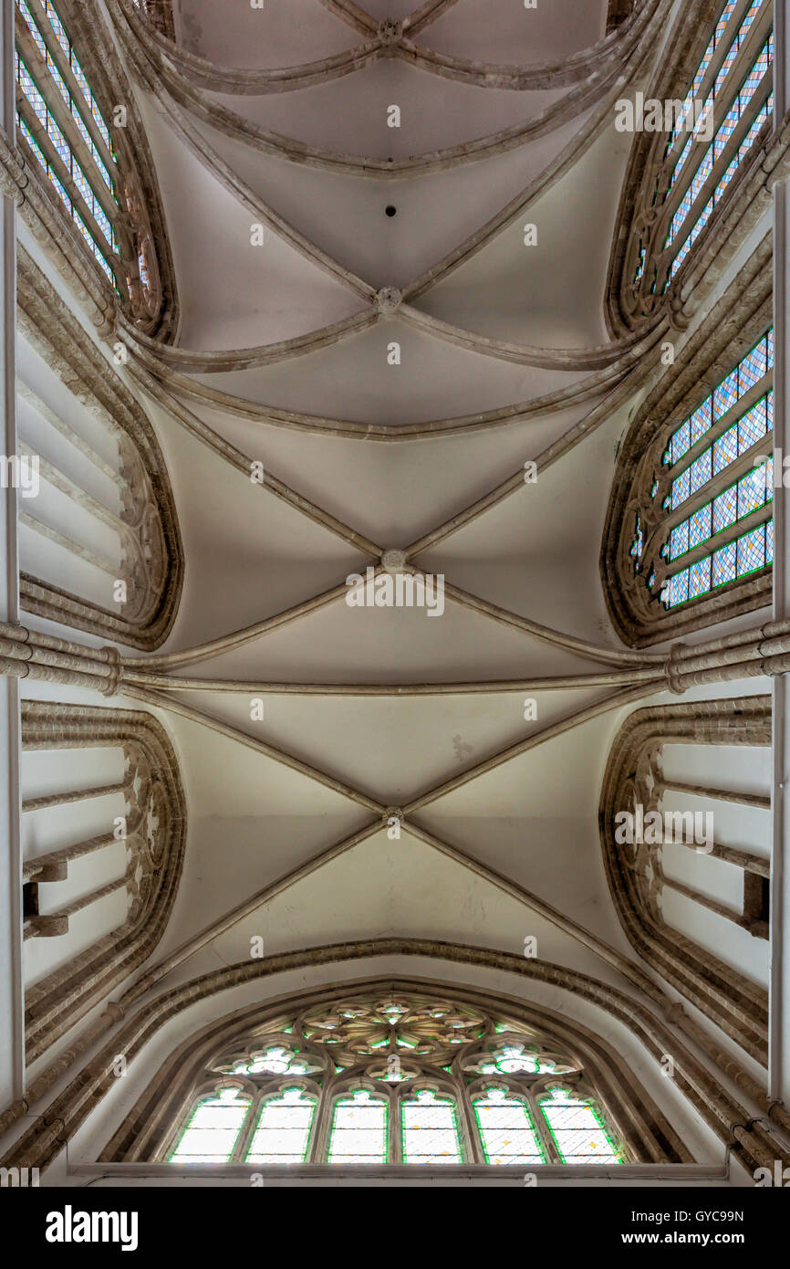 Lala Mustafa Pasha Moschee, Famagusta, Cyrpus Kreuzrippengewölbe Decke. Stockfoto