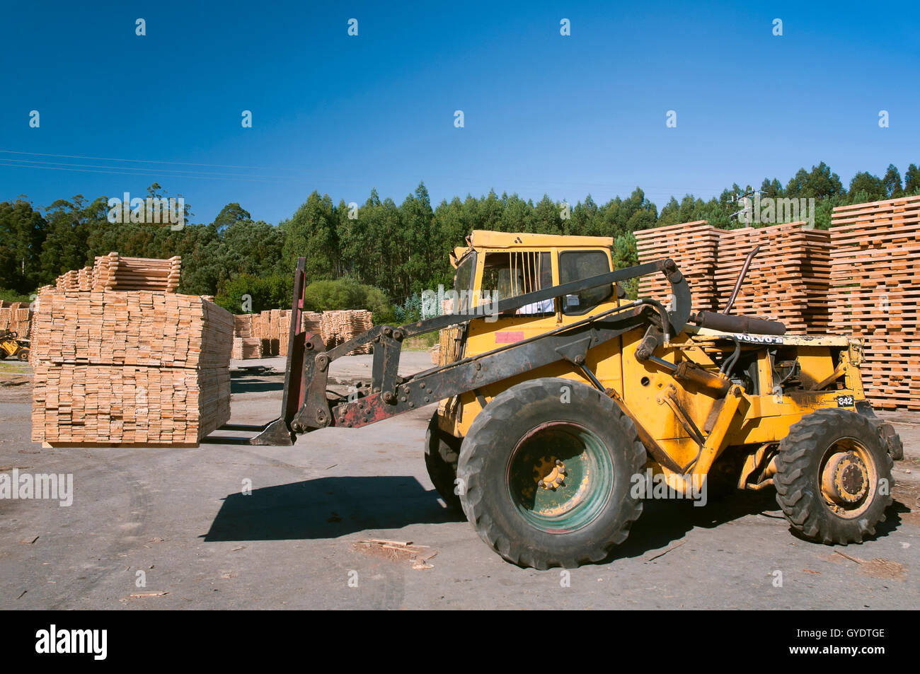 Holzindustrie, Morpeguite, Muxia, La Coruña Provinz, Region Galicien, Spanien, Europa Stockfoto