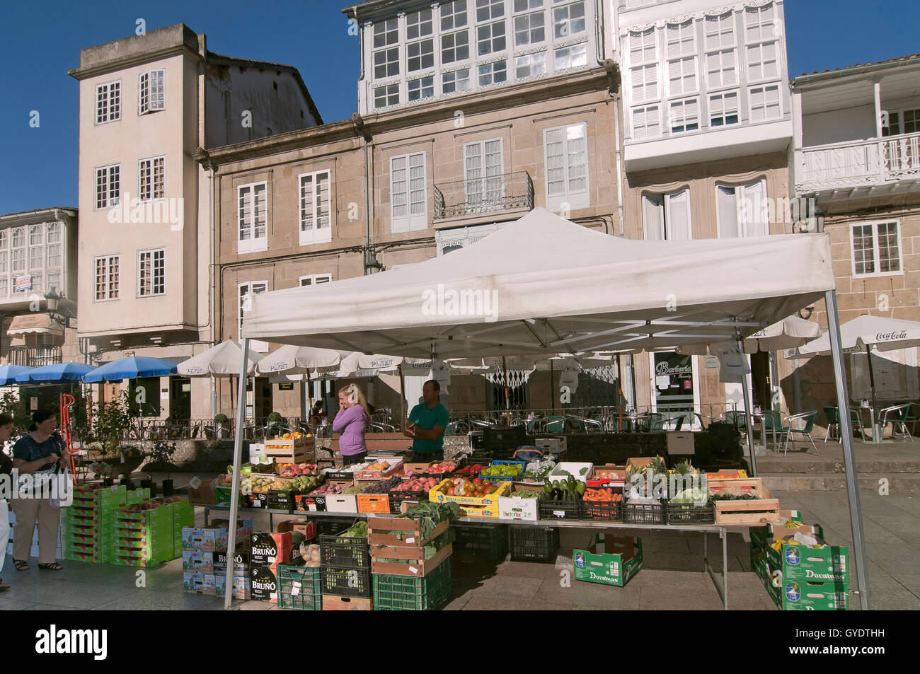 Obst und Gemüse Straßenmarkt, Celanova, Orense Provinz, Region Galicien, Spanien, Europa Stockfoto