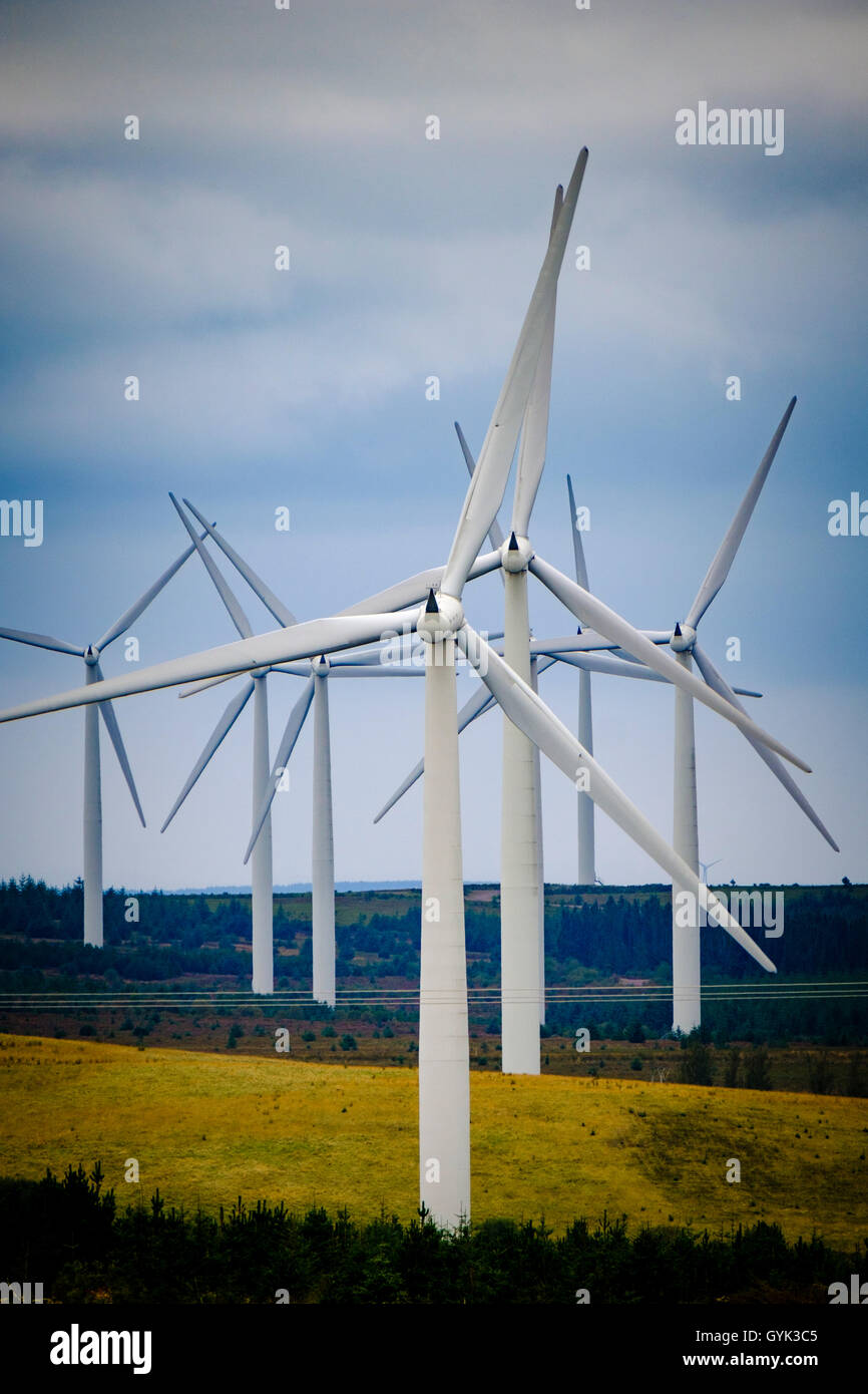 Windkraftanlagen auf der schwarzen Gesetz Windpark, South Lanarkshire, Schottland Stockfoto