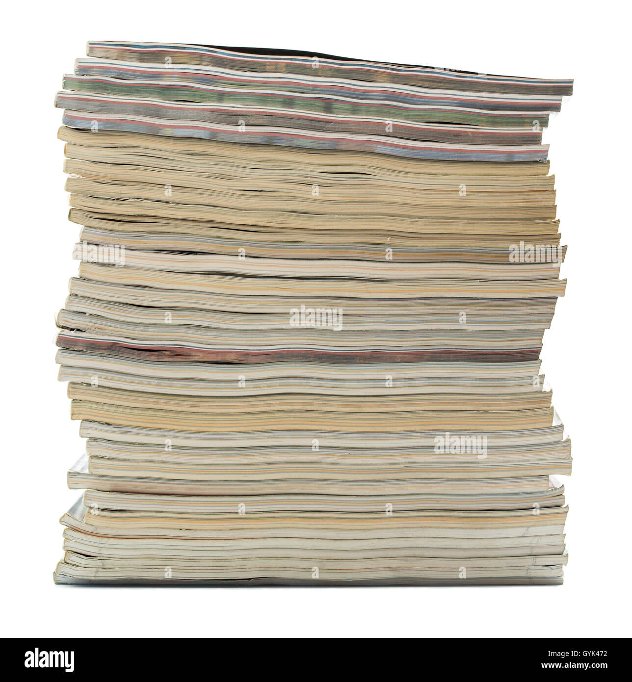 Stapel Zeitschriften isoliert Stockfoto