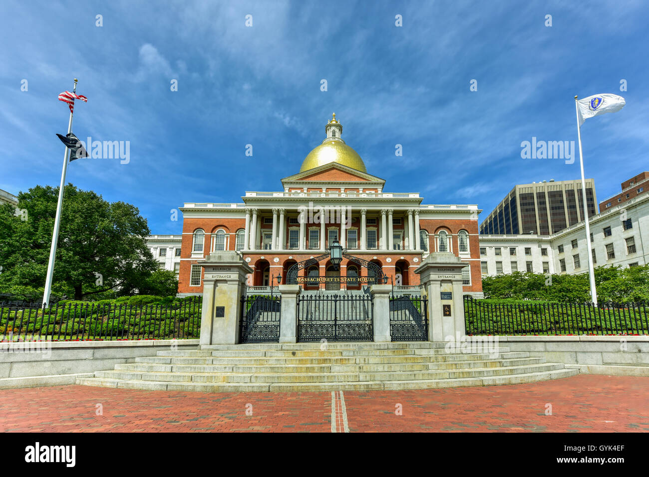 Das Massachusetts State House, auch als Massachusetts State House oder das "Neue" State House in Boston. Stockfoto