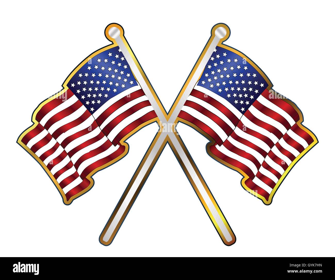 Stars And Stripes Pin ein Metallabzeichen auf weißem Hintergrund Stock Vektor