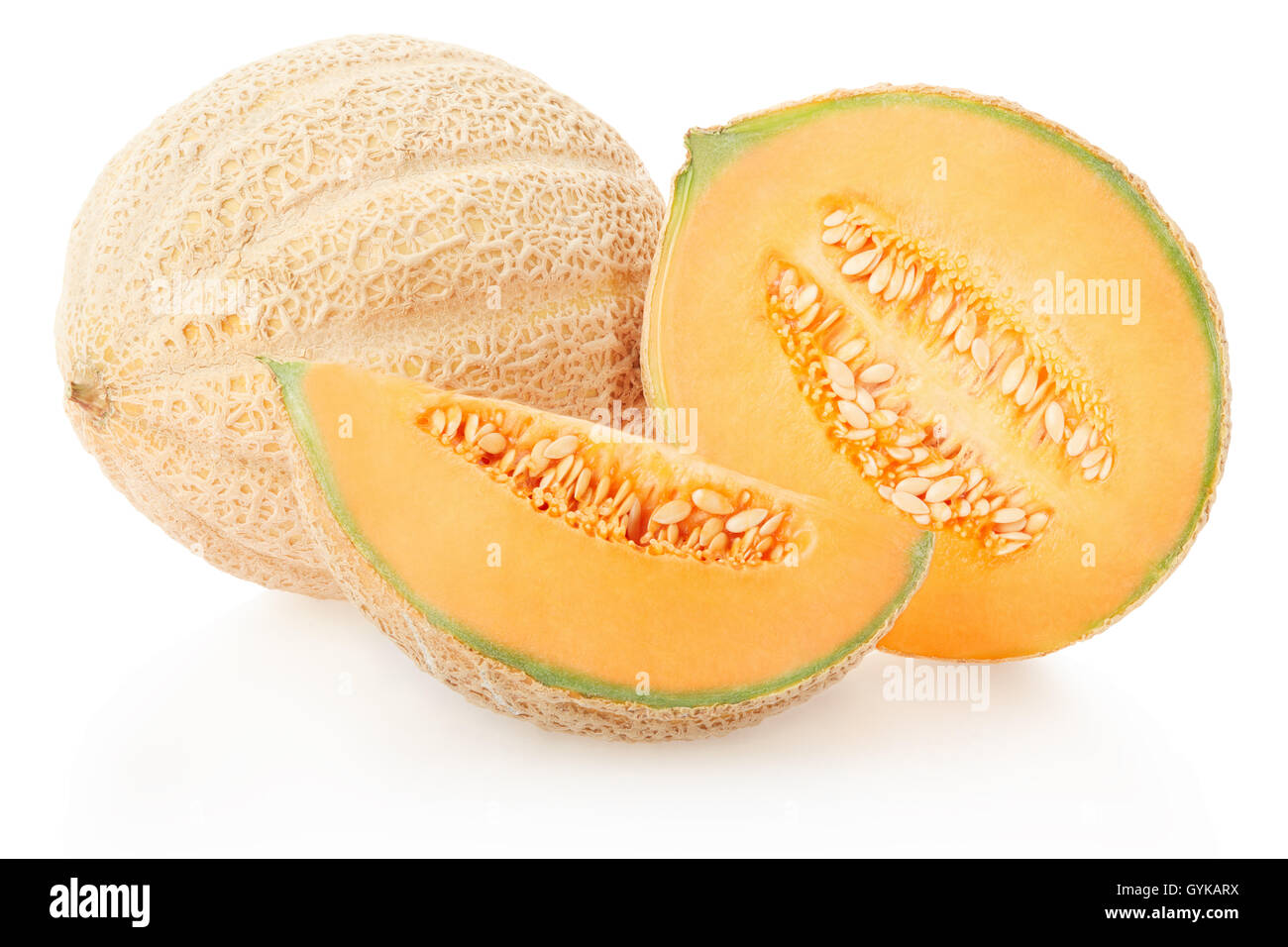 Cantaloupe Melonen Gruppe auf weiße, Clipping-Pfad Stockfoto