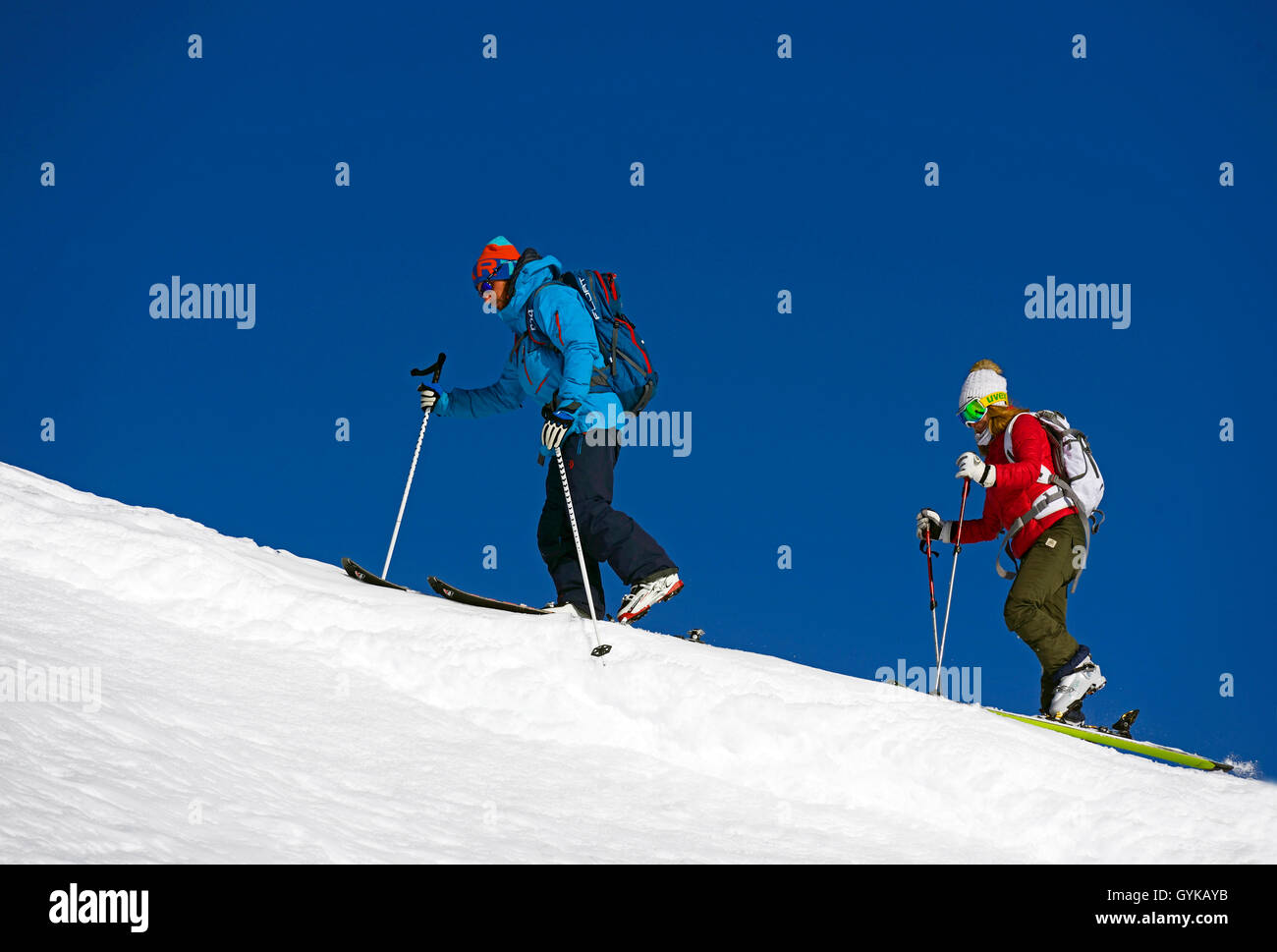Skitouren in den Alpen, Frankreich, Savoie, La Plagne Stockfoto