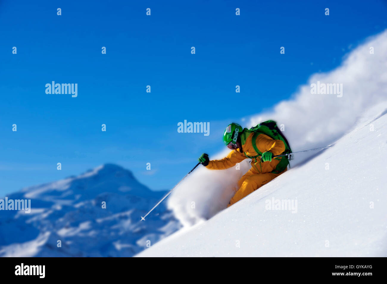 Off Piste in den Französischen Alpen, Frankreich, Savoyen, Sainte-Foy Tarentaise Stockfoto