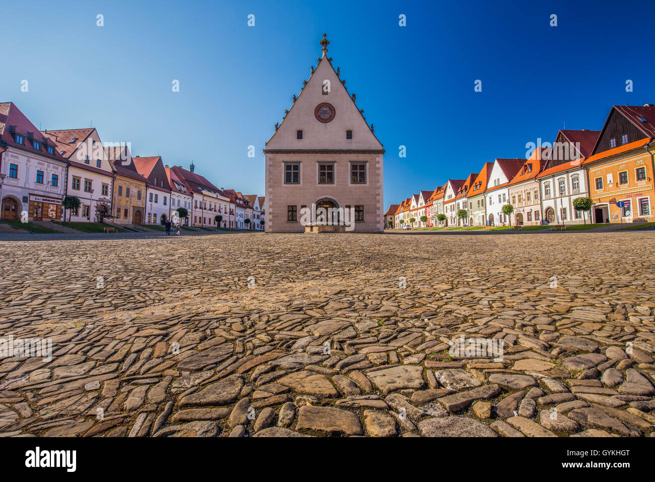 UNESCO Welt Kulturerbe Altstadt Zentrum von Bardejov mit Rathaus Stockfoto
