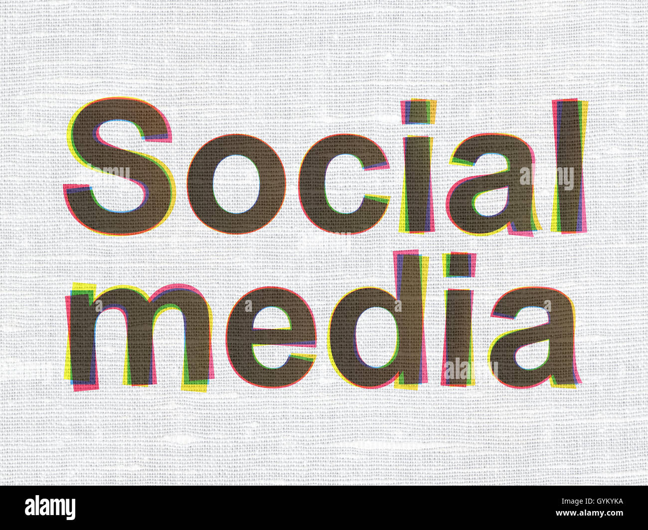 Social-Media-Konzept: Social Media auf Stoff Textur Hintergrund Stockfoto