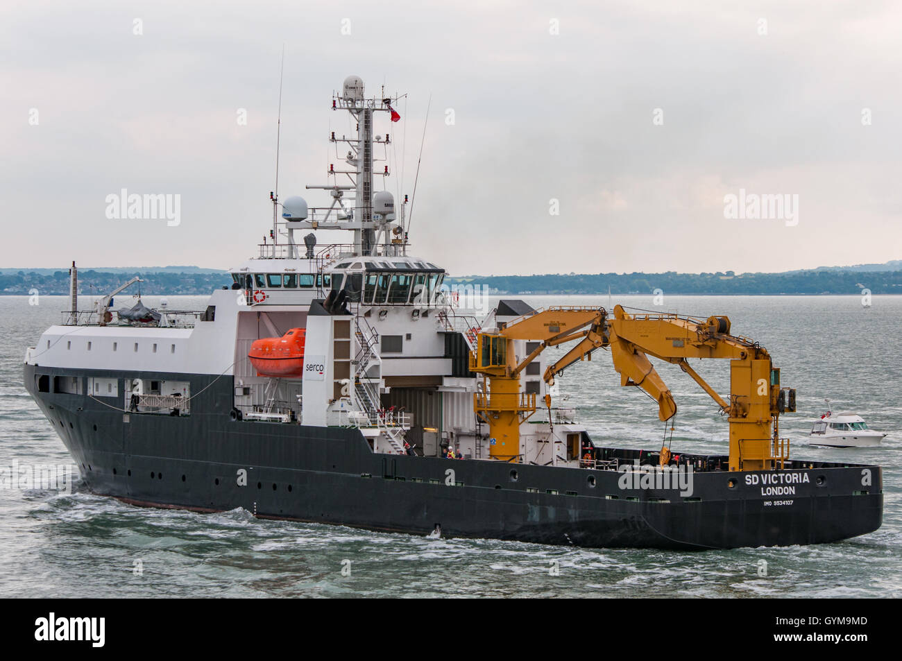 Die Serco Marine Services (Handelsmarine) bemannte MOD Global Support Schiff SD Victoria, Portsmouth, UK am 18. September 2016. Stockfoto
